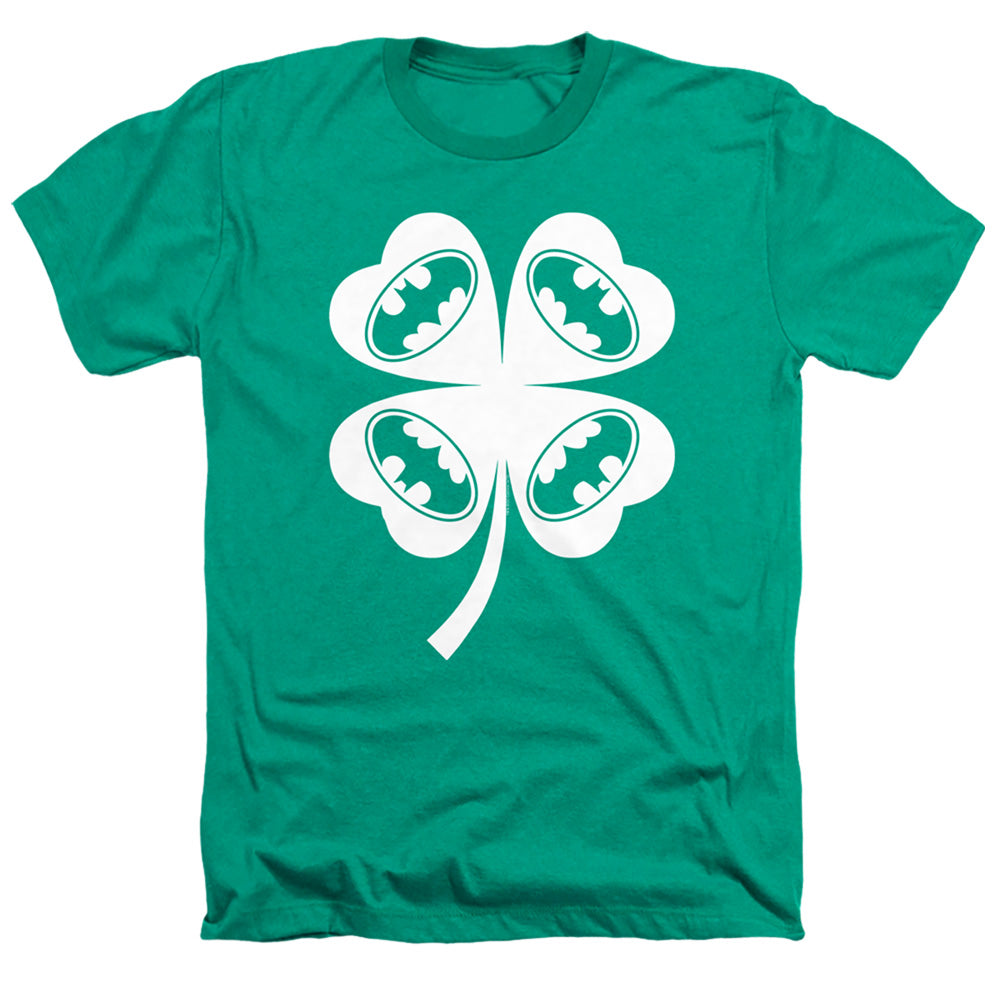 AN OFFCIALLY LICENSED BATMAN BAT CLOVER MEN'S HEATHER T-SHIRT KELLY GREEN