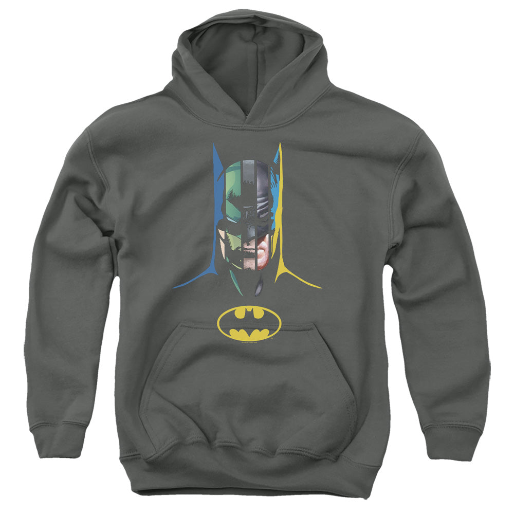 AN OFFCIALLY LICENSED BATMAN 80 YEARS MANY FACES YOUTH HOODIE BLACK