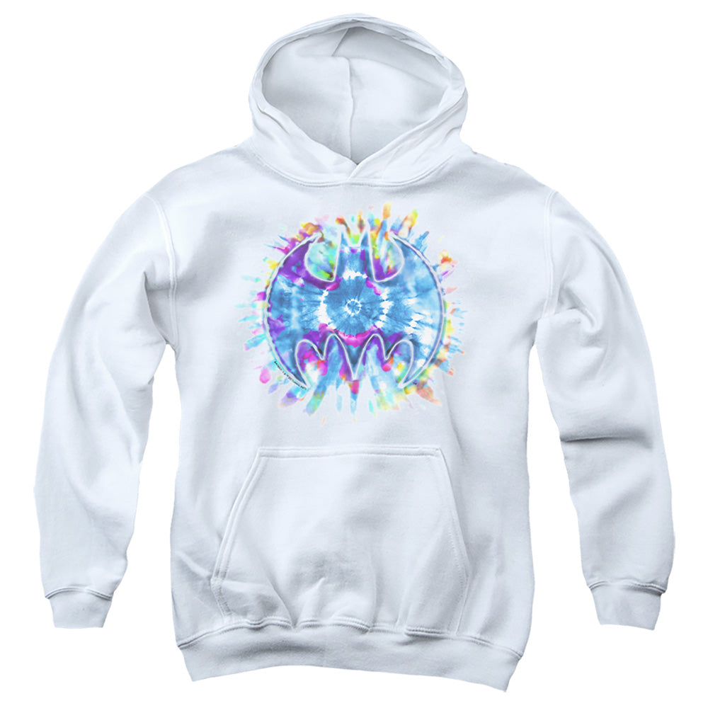 AN OFFCIALLY LICENSED BATMAN BAT DYE YOUTH HOODIE WHITE