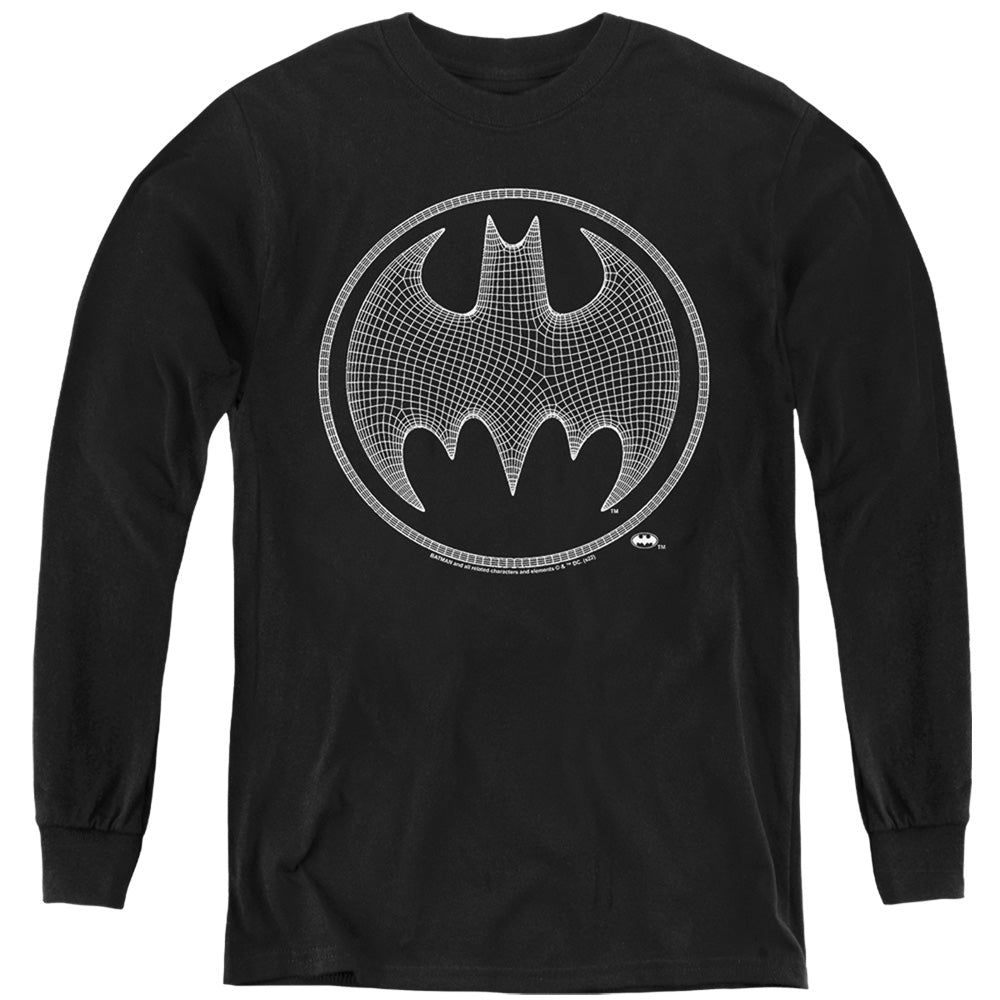 AN OFFCIALLY LICENSED BATMAN BATMAN 3D 1 YOUTH LONG SLEEVE T-SHIRT BLACK