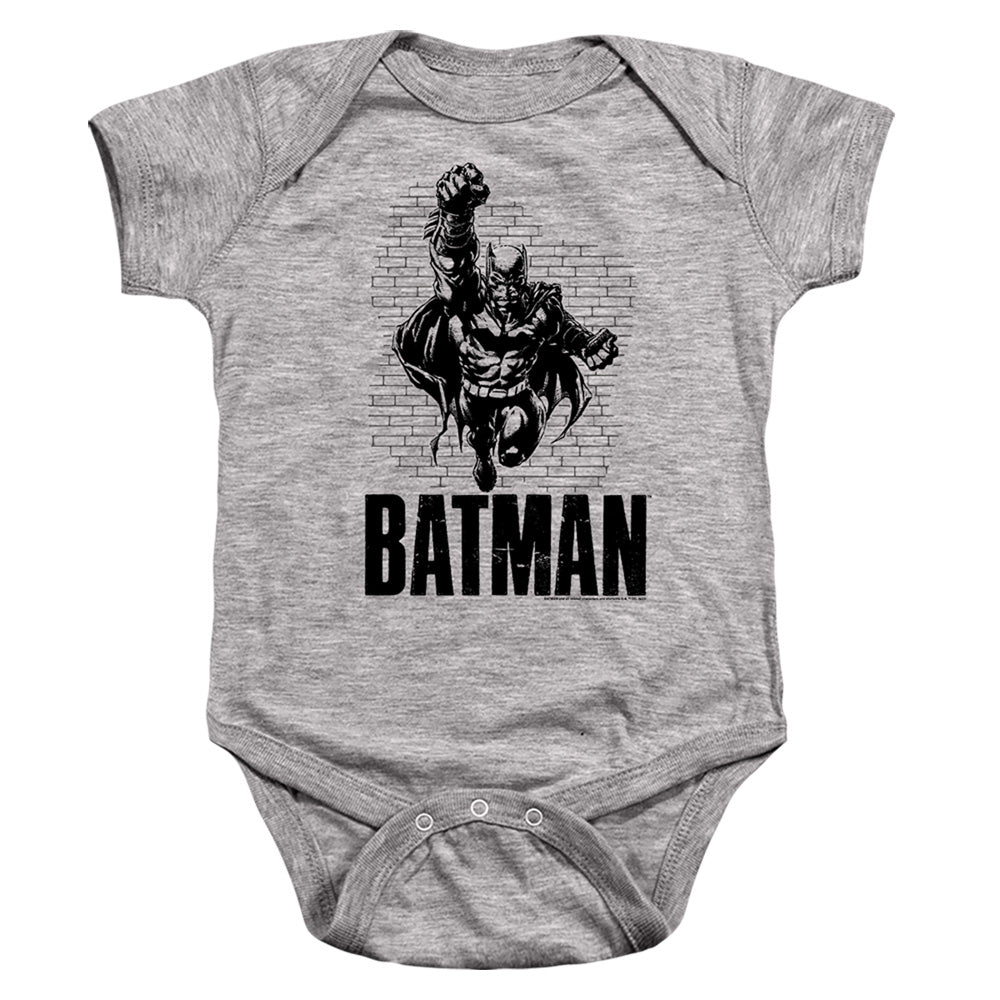 AN OFFCIALLY LICENSED BATMAN BATMAN ATTACK 1 BABY BODYSUIT ATHLETIC HEATHER