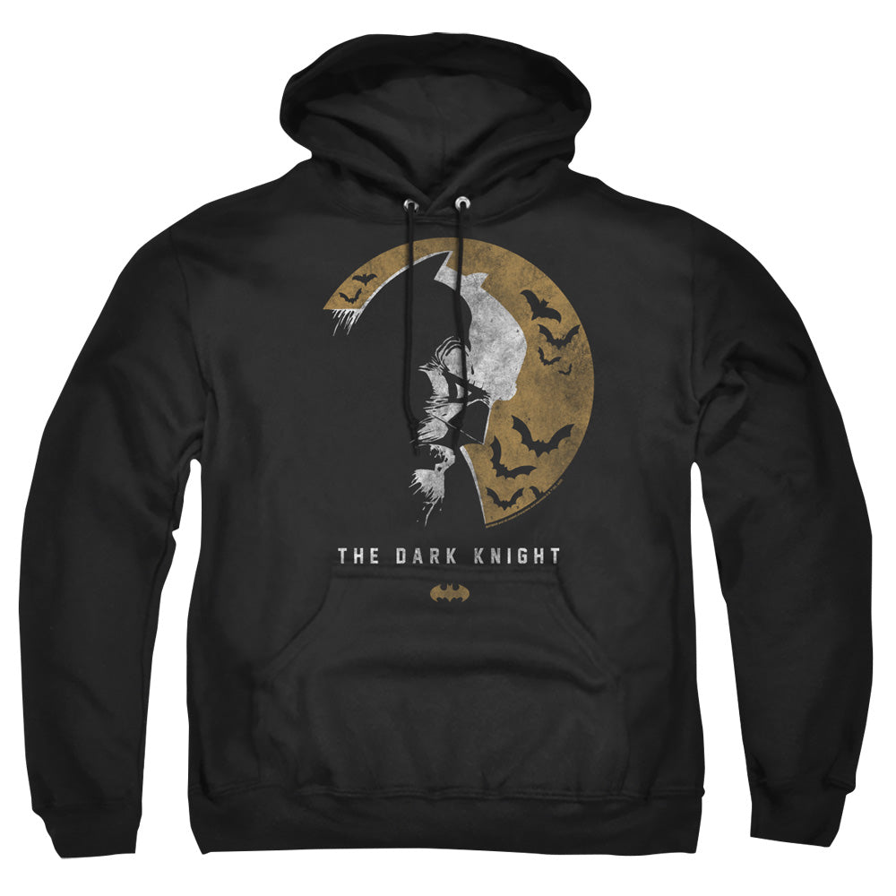 AN OFFCIALLY LICENSED BATMAN DARK KNIGHT MOON ADULT UNISEX PULLOVER HOODIE BLACK