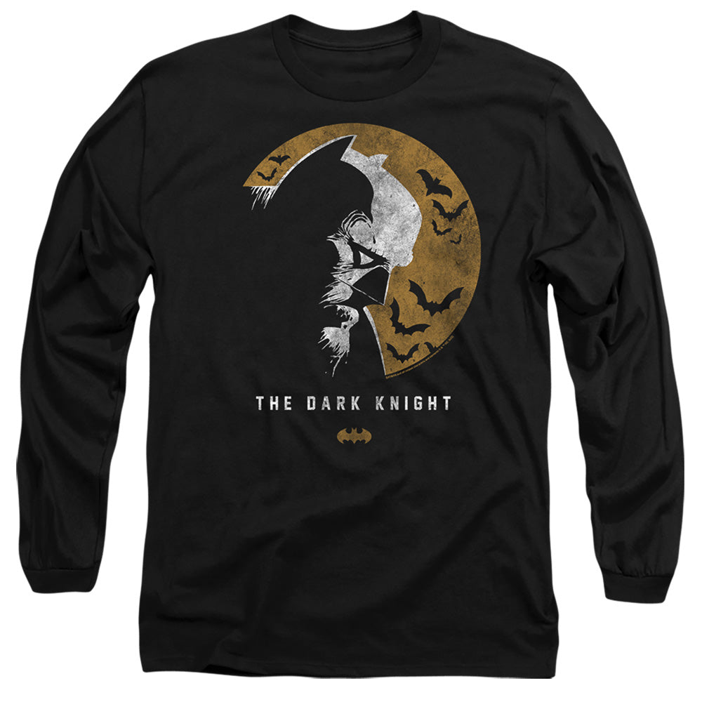 AN OFFCIALLY LICENSED BATMAN DARK KNIGHT MOON MEN'S LONG SLEEVE T-SHIRT BLACK