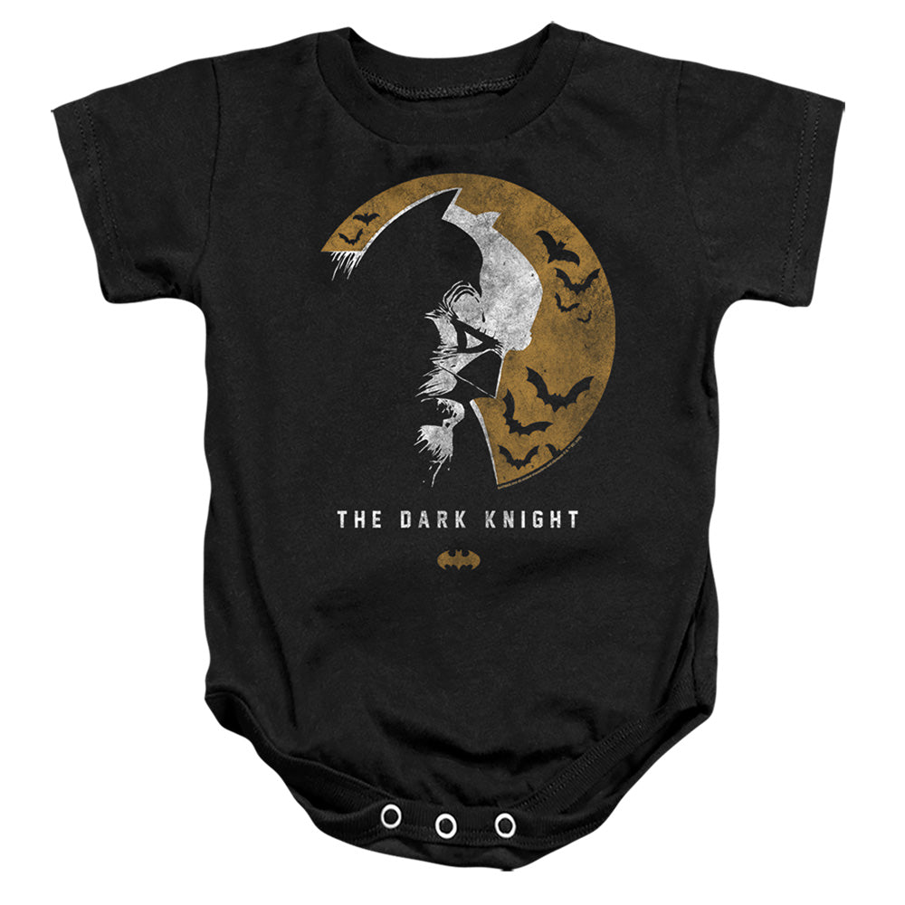 AN OFFCIALLY LICENSED BATMAN DARK KNIGHT MOON BABY BODYSUIT BLACK
