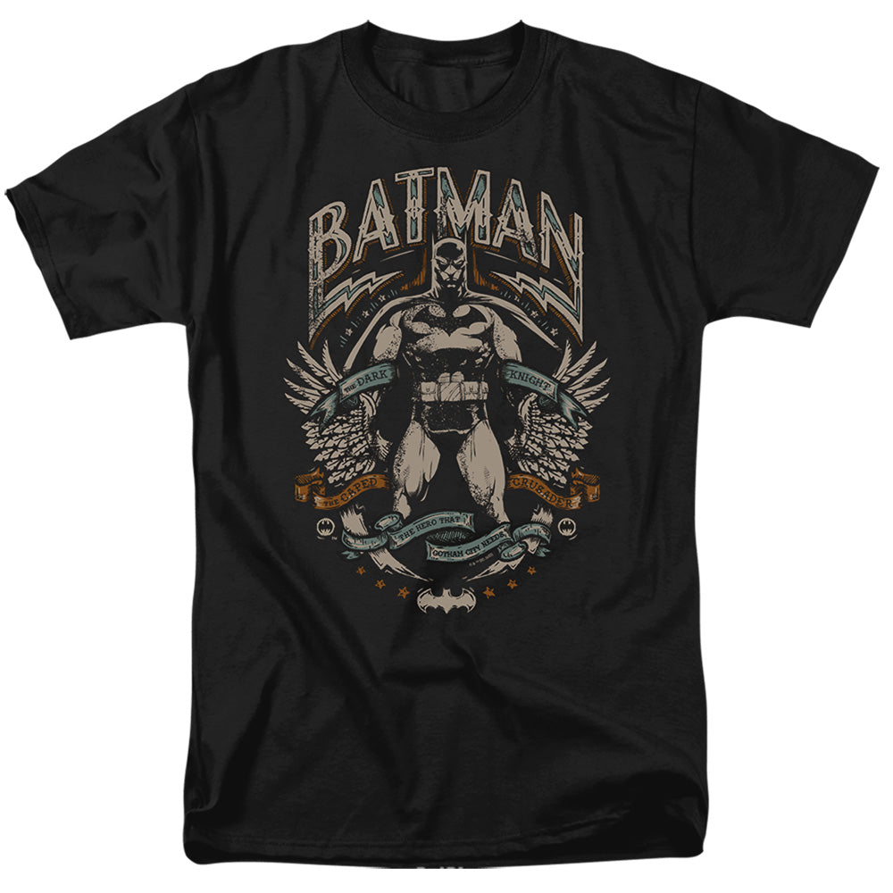 AN OFFCIALLY LICENSED BATMAN GOTHAM HERO ON BLACK MEN'S REGULAR FIT T-SHIRT BLACK