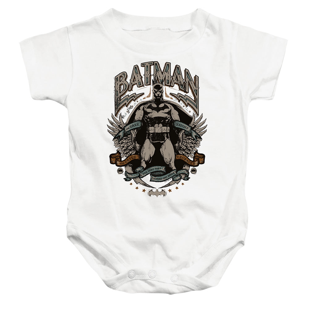 AN OFFCIALLY LICENSED BATMAN GOTHAM HERO BABY BODYSUIT WHITE