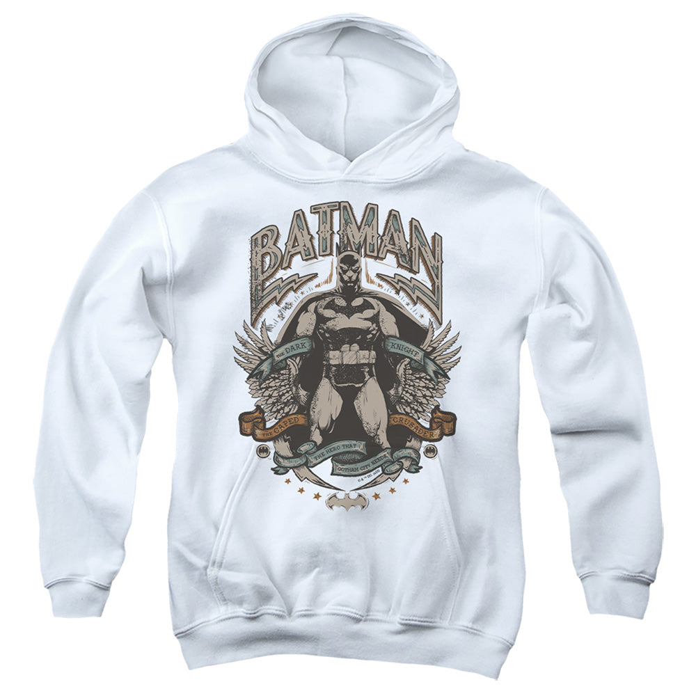 AN OFFCIALLY LICENSED BATMAN GOTHAM HERO YOUTH HOODIE WHITE