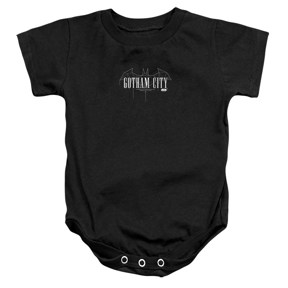 AN OFFCIALLY LICENSED BATMAN GOTHAM LINE 1 BABY BODYSUIT BLACK