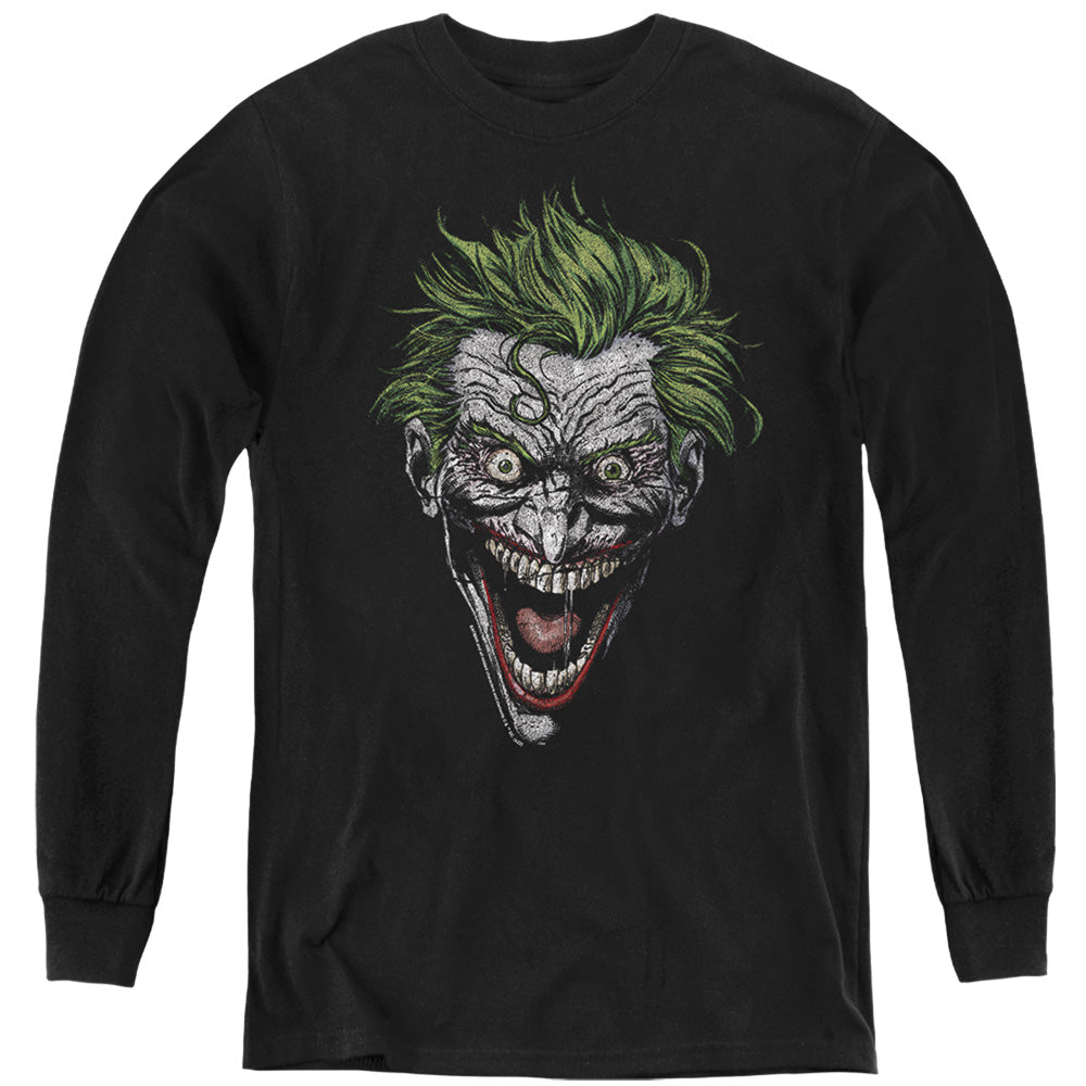 AN OFFCIALLY LICENSED BATMAN JOKER YOUTH LONG SLEEVE T-SHIRT BLACK