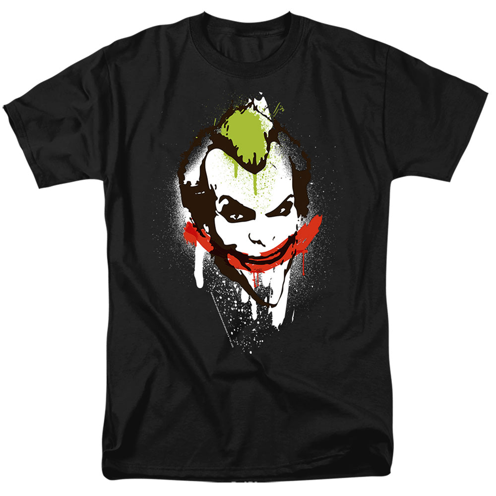 AN OFFCIALLY LICENSED BATMAN JOKER BIG FACE MEN'S REGULAR FIT T-SHIRT BLACK