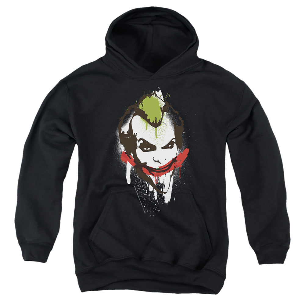AN OFFCIALLY LICENSED BATMAN JOKER BIG FACE YOUTH HOODIE BLACK