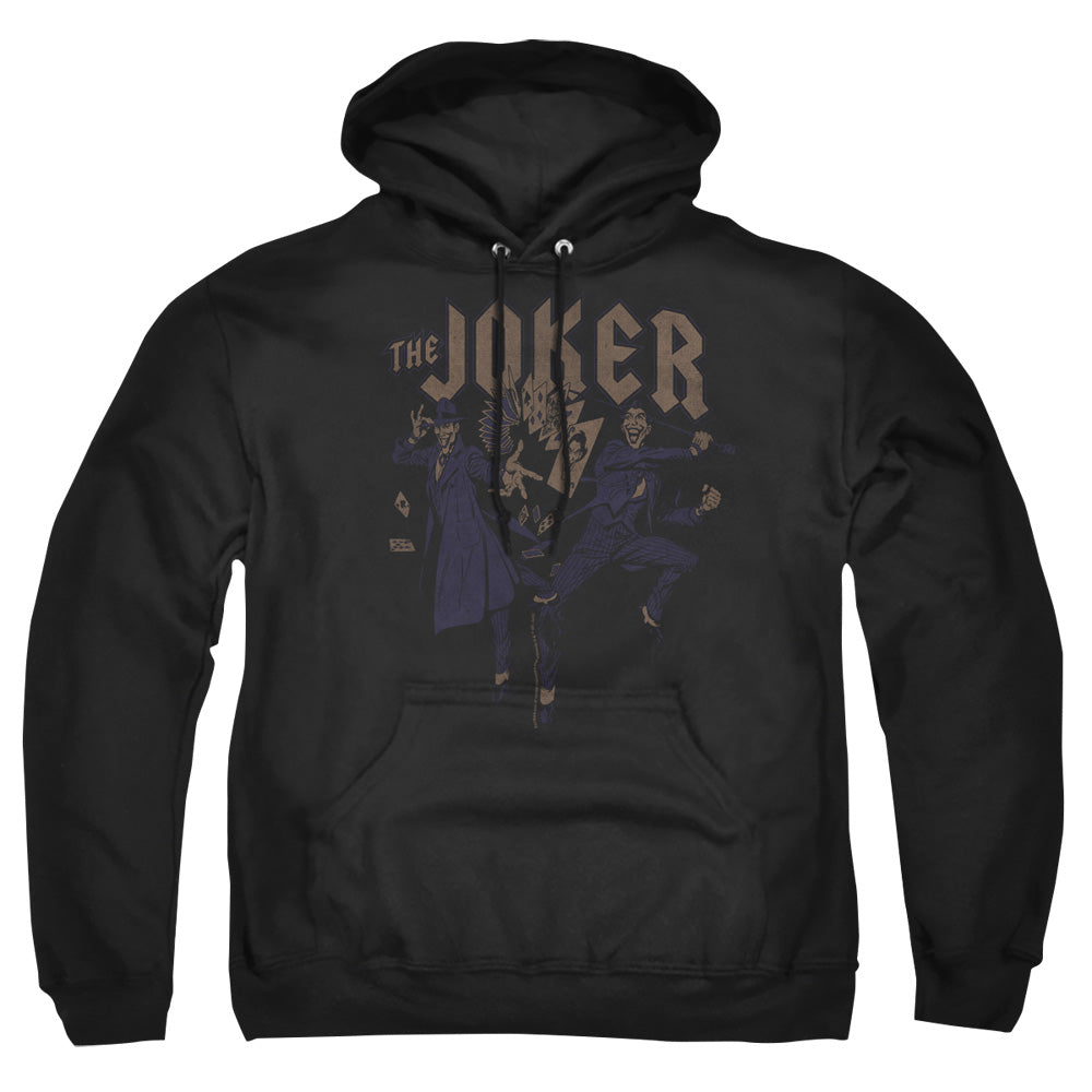 AN OFFCIALLY LICENSED BATMAN JOKER DUO ADULT UNISEX PULLOVER HOODIE BLACK