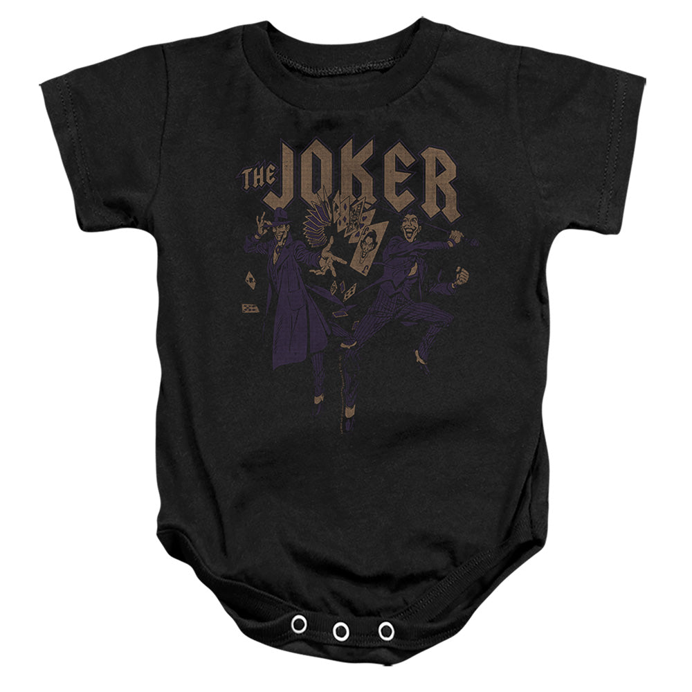 AN OFFCIALLY LICENSED BATMAN JOKER DUO BABY BODYSUIT BLACK