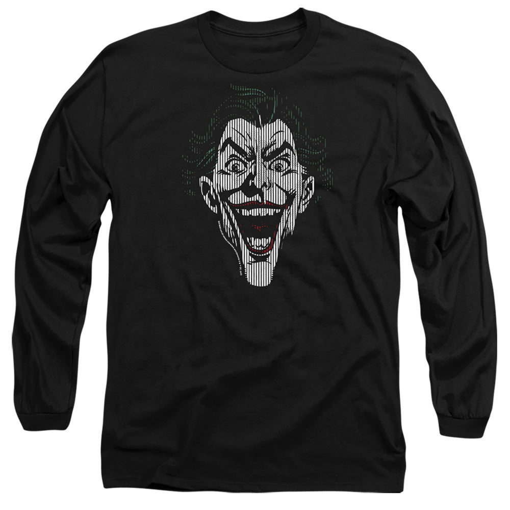 AN OFFCIALLY LICENSED BATMAN JOKER LINES MEN'S LONG SLEEVE T-SHIRT BLACK