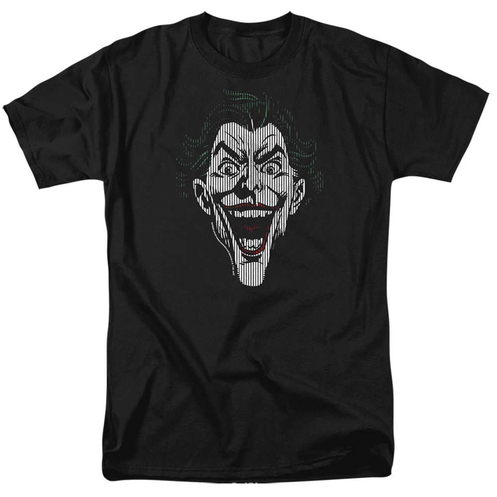 AN OFFCIALLY LICENSED BATMAN JOKER LINES MEN'S REGULAR FIT T-SHIRT BLACK