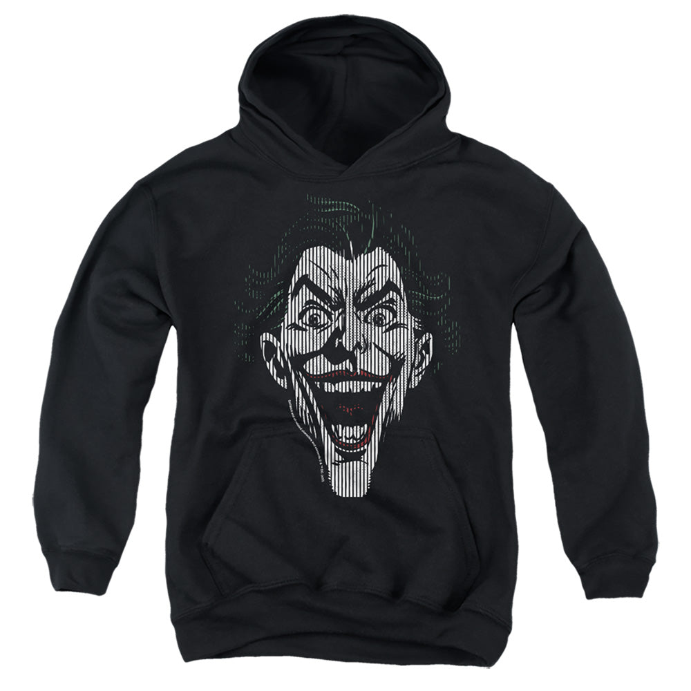 AN OFFCIALLY LICENSED BATMAN JOKER LINES YOUTH HOODIE BLACK