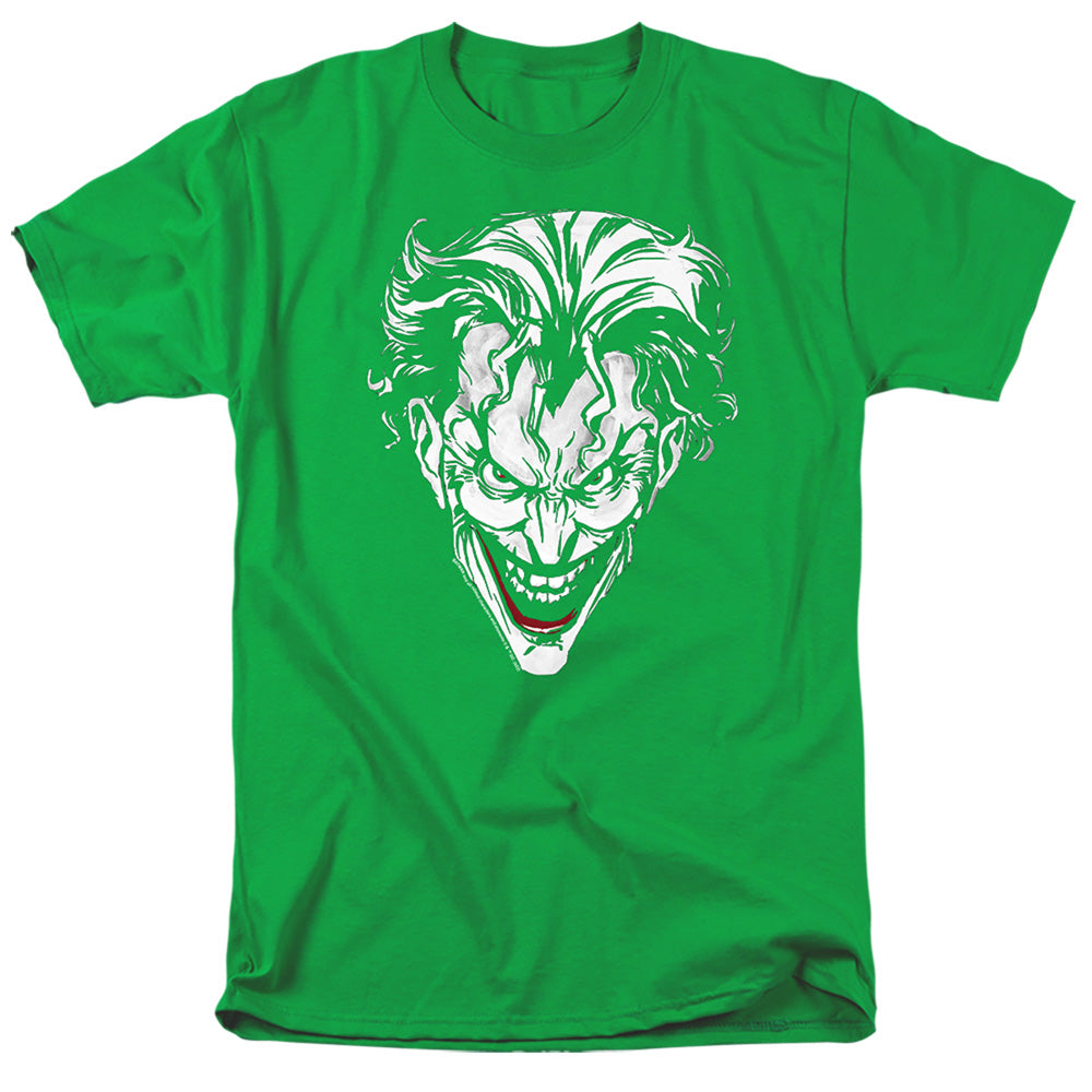 AN OFFCIALLY LICENSED BATMAN JOKER RED ON GREEN MEN'S REGULAR FIT T-SHIRT KELLY GREEN
