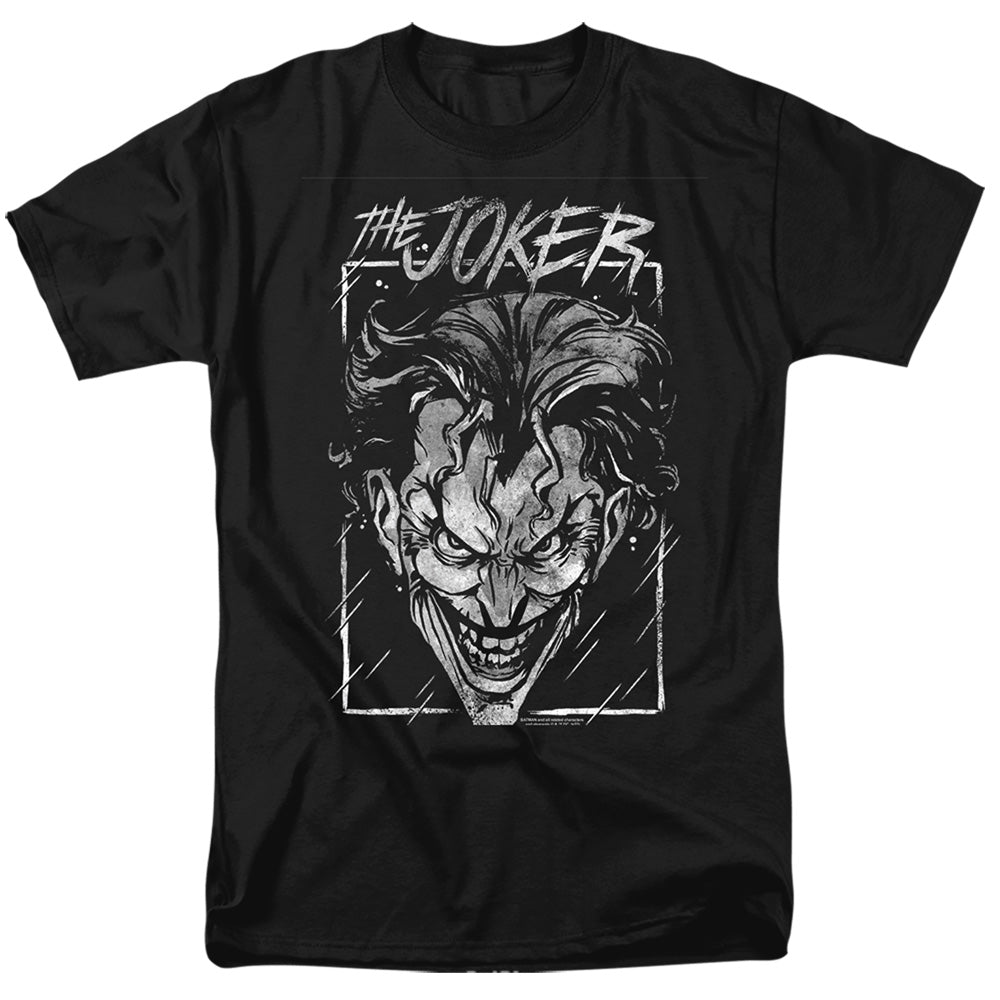 AN OFFCIALLY LICENSED BATMAN JOKER STORM ON BLACK MEN'S REGULAR FIT T-SHIRT BLACK