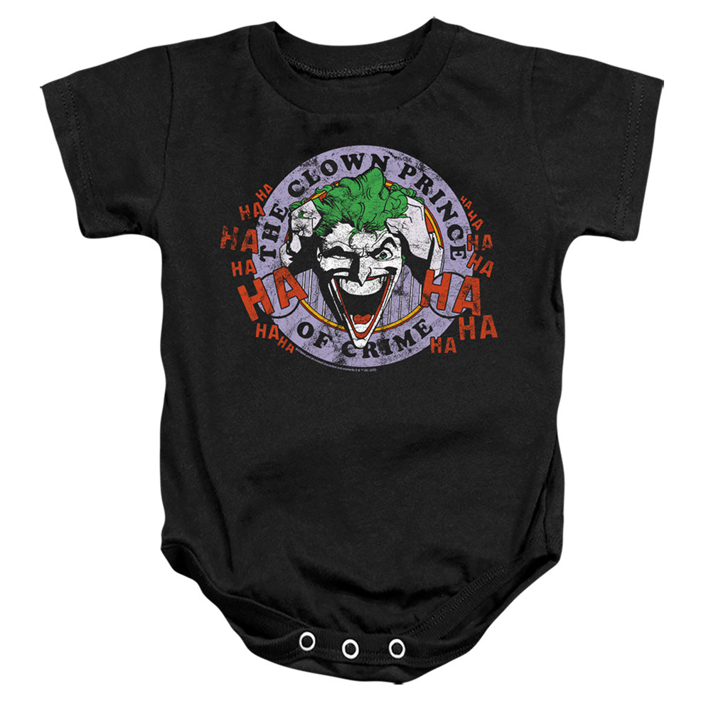 AN OFFCIALLY LICENSED BATMAN SMILE EMBLEM 1 BABY BODYSUIT BLACK