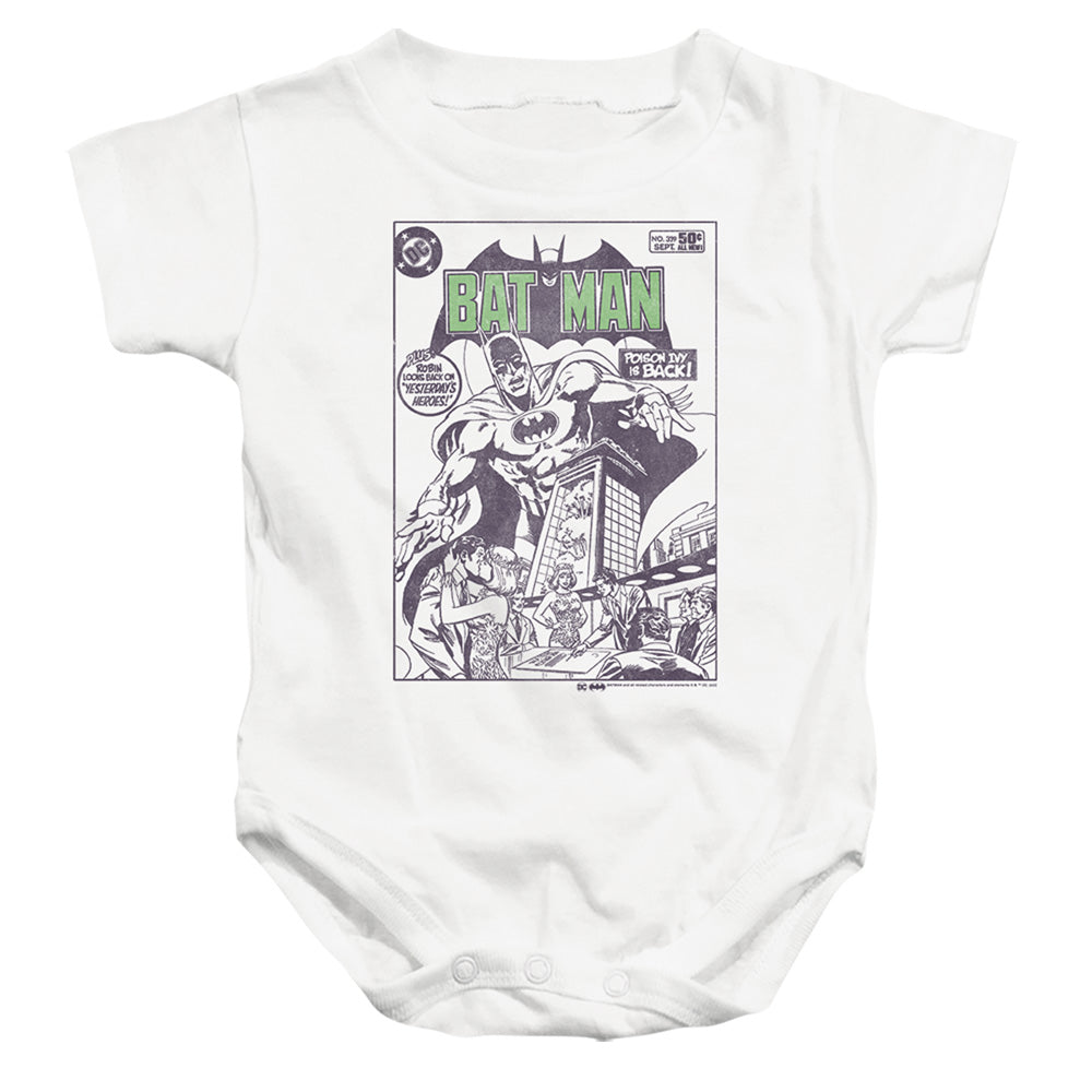 AN OFFCIALLY LICENSED BATMAN YESTERDAYS HEROES 1 BABY BODYSUIT WHITE