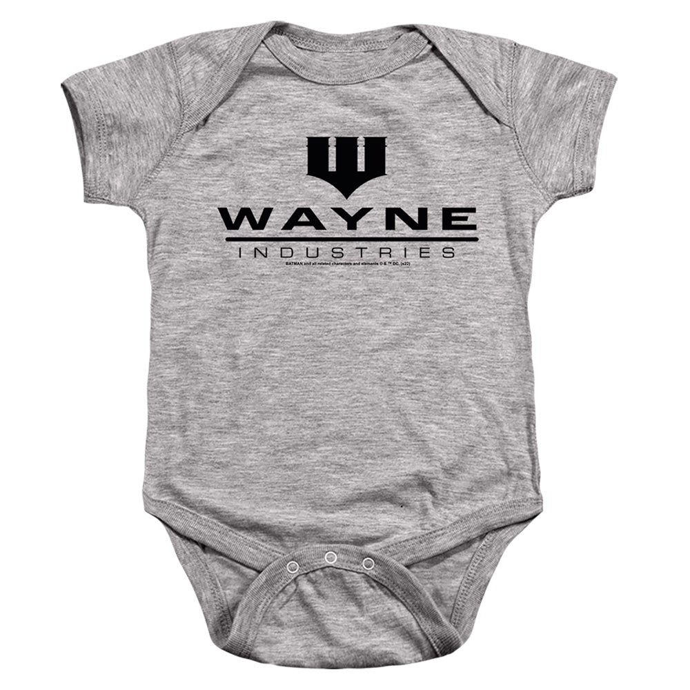 AN OFFCIALLY LICENSED BATMAN WAYNE INDUSTRIES BABY BODYSUIT ATHLETIC HEATHER