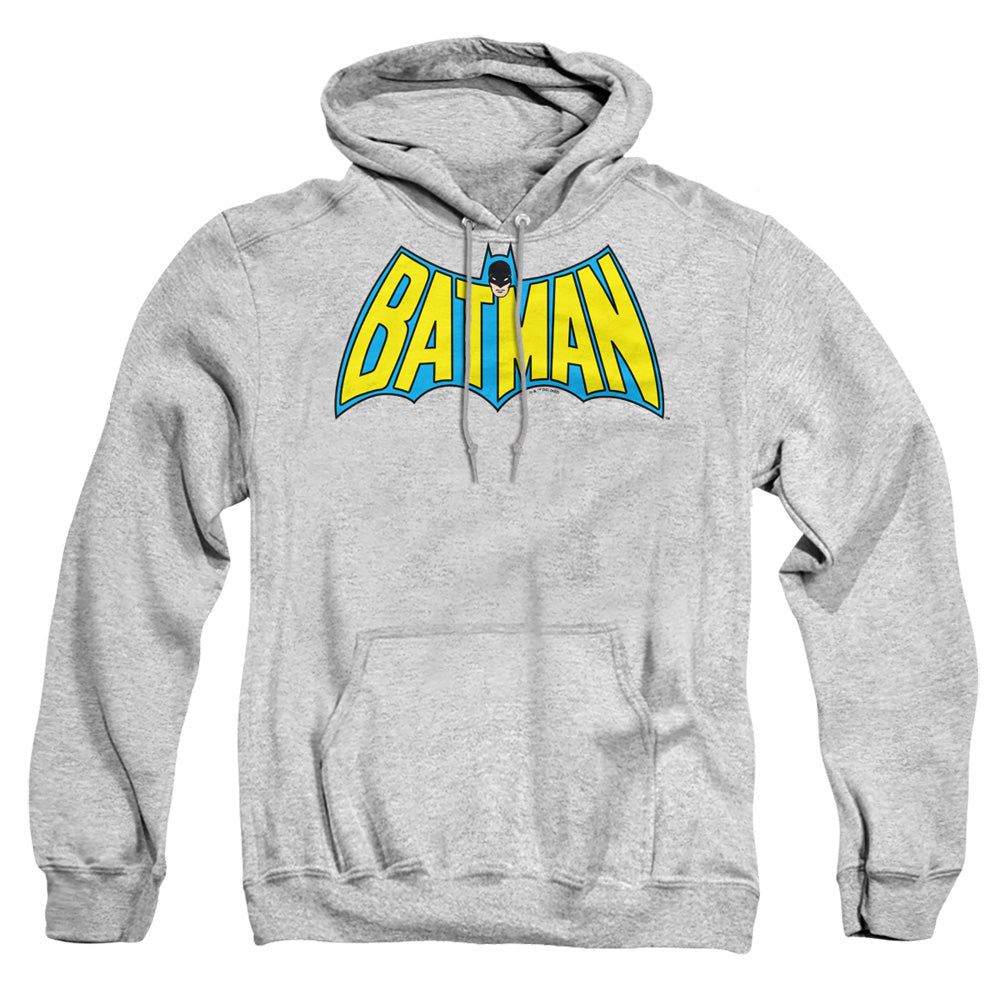 AN OFFCIALLY LICENSED BATMAN WINTAGE BATMAN LOGO ADULT UNISEX PULLOVER HOODIE ATHLETIC HEATHER