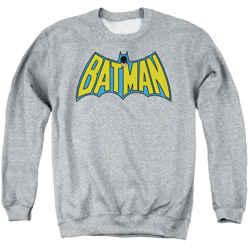 AN OFFCIALLY LICENSED BATMAN WINTAGE BATMAN LOGO ADULT UNISEX CREWNECK SWEATSHIRT ATHLETIC HEATHER