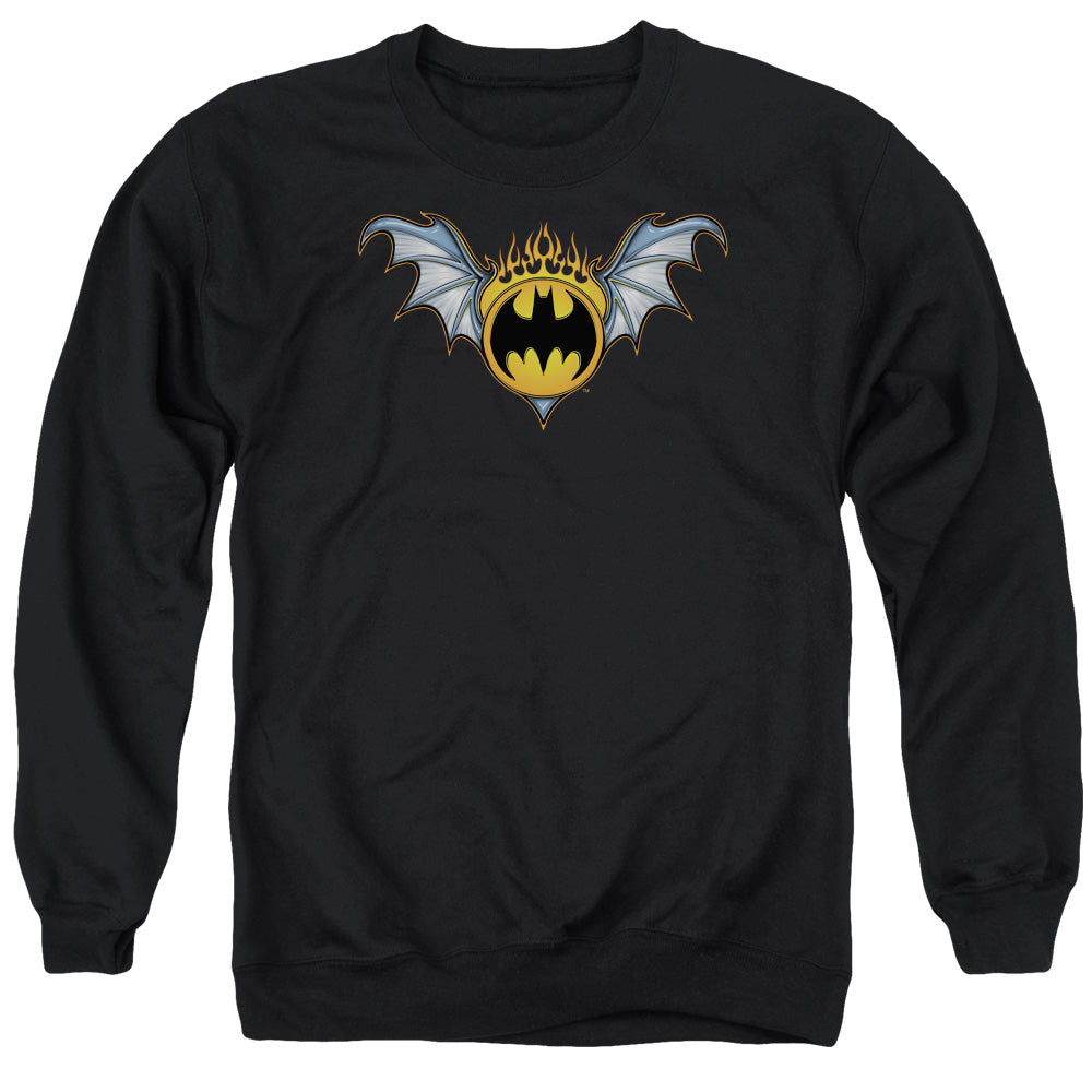 AN OFFCIALLY LICENSED BATMAN BAT WINGS LOGO ADULT UNISEX CREWNECK SWEATSHIRT BLACK