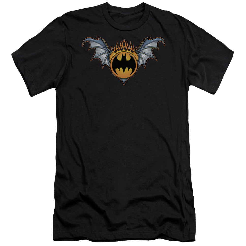 AN OFFCIALLY LICENSED BATMAN BAT WINGS LOGO MEN'S PREMIUM SLIM FIT T-SHIRT BLACK