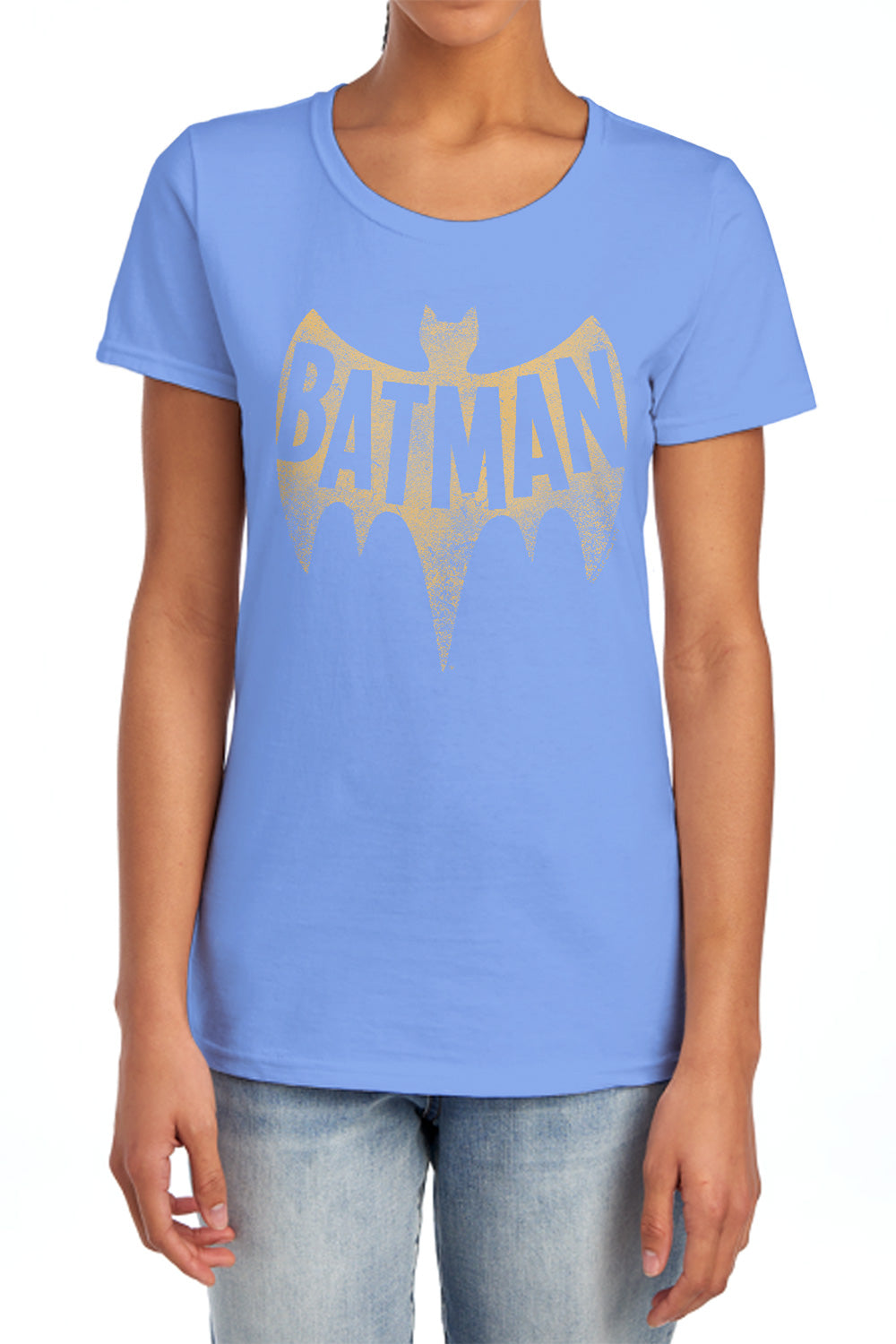 AN OFFCIALLY LICENSED BATMAN CLASSIC TV VINTAGE LOGO WOMEN'S REGULAR FIT T-SHIRT CHARCOAL