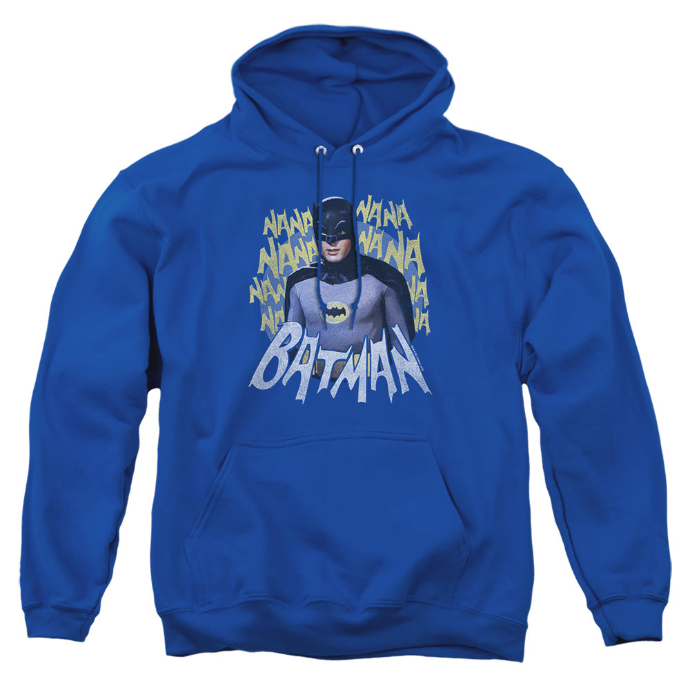 AN OFFCIALLY LICENSED BATMAN CLASSIC TV THEME SONG ADULT UNISEX PULLOVER HOODIE ROYAL