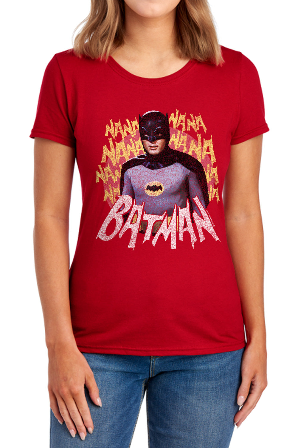 AN OFFCIALLY LICENSED BATMAN CLASSIC TV THEME SONG WOMEN'S REGULAR FIT T-SHIRT ROYAL