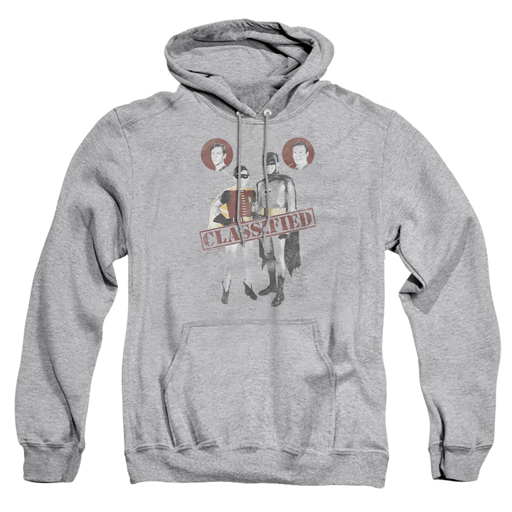 AN OFFCIALLY LICENSED BATMAN CLASSIC TV CLASSIFIED ADULT UNISEX PULLOVER HOODIE ATHLETIC HEATHER