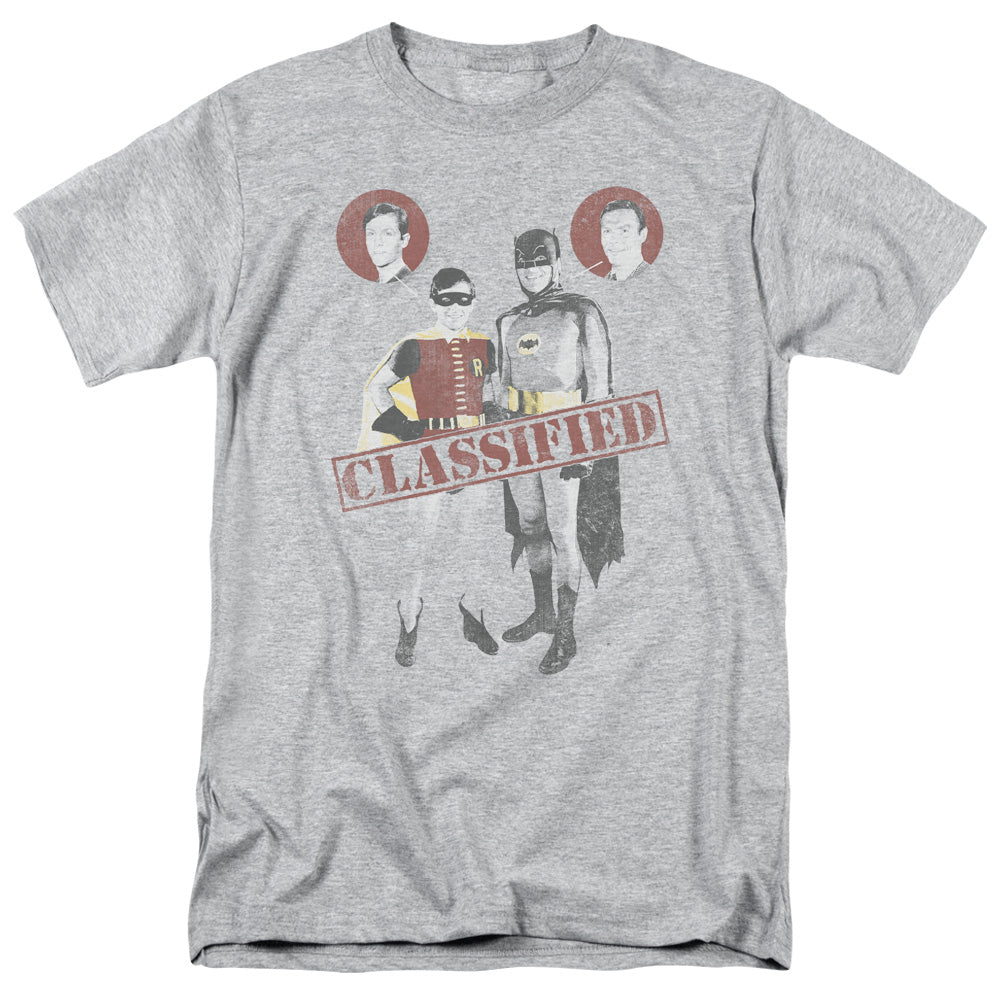 AN OFFCIALLY LICENSED BATMAN CLASSIC TV CLASSIFIED MEN'S REGULAR FIT T-SHIRT ATHLETIC HEATHER