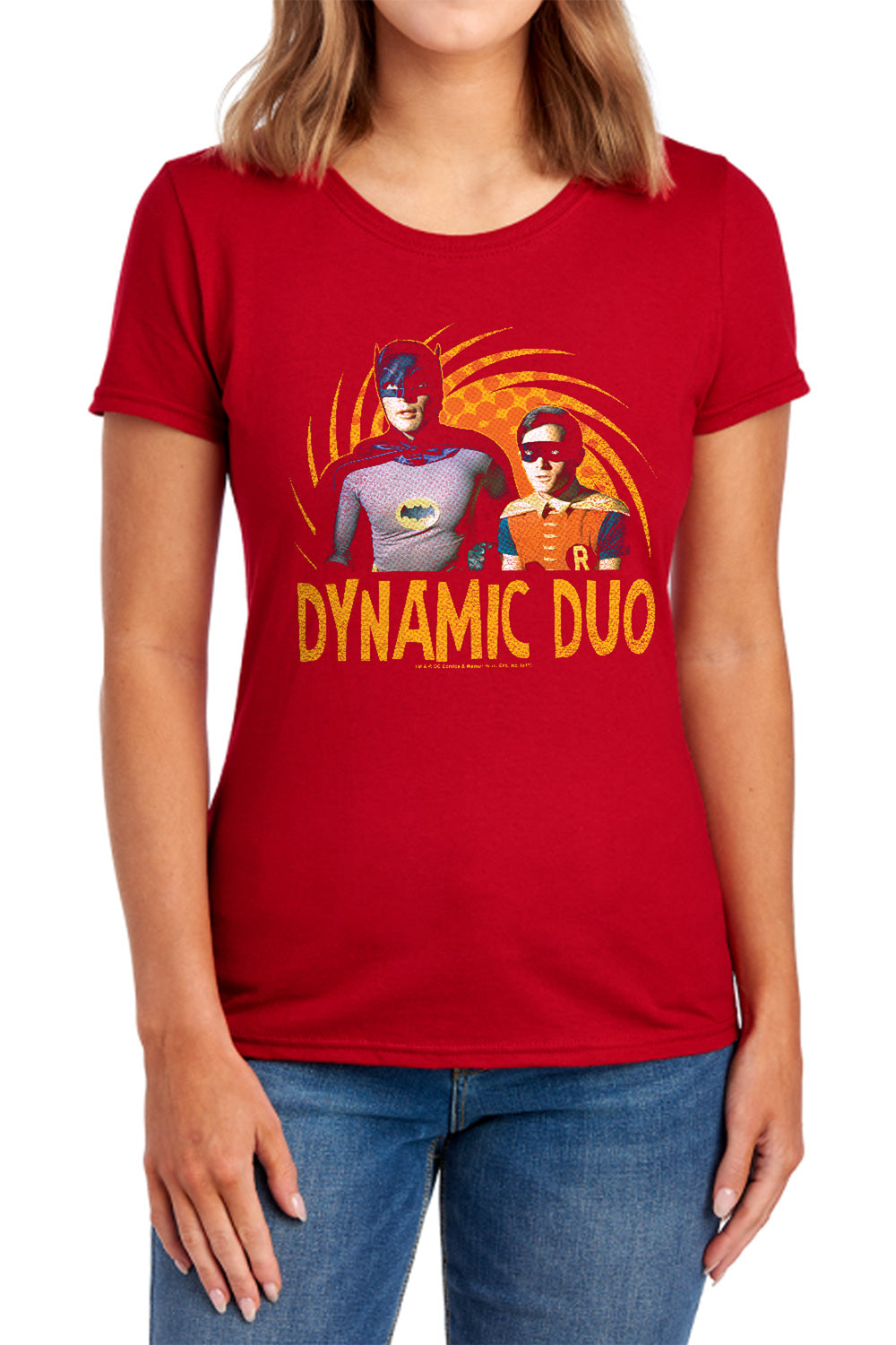 AN OFFCIALLY LICENSED BATMAN CLASSIC TV DYNAMIC WOMEN'S REGULAR FIT T-SHIRT NAVY