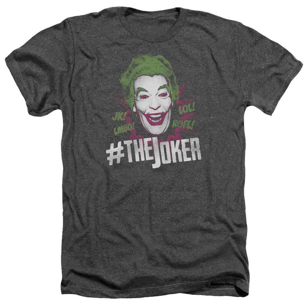 AN OFFCIALLY LICENSED BATMAN CLASSIC TV #JOKER MEN'S HEATHER T-SHIRT CHARCOAL