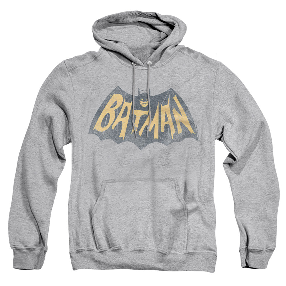 AN OFFCIALLY LICENSED BATMAN CLASSIC TV SHOW LOGO ADULT UNISEX PULLOVER HOODIE ATHLETIC HEATHER