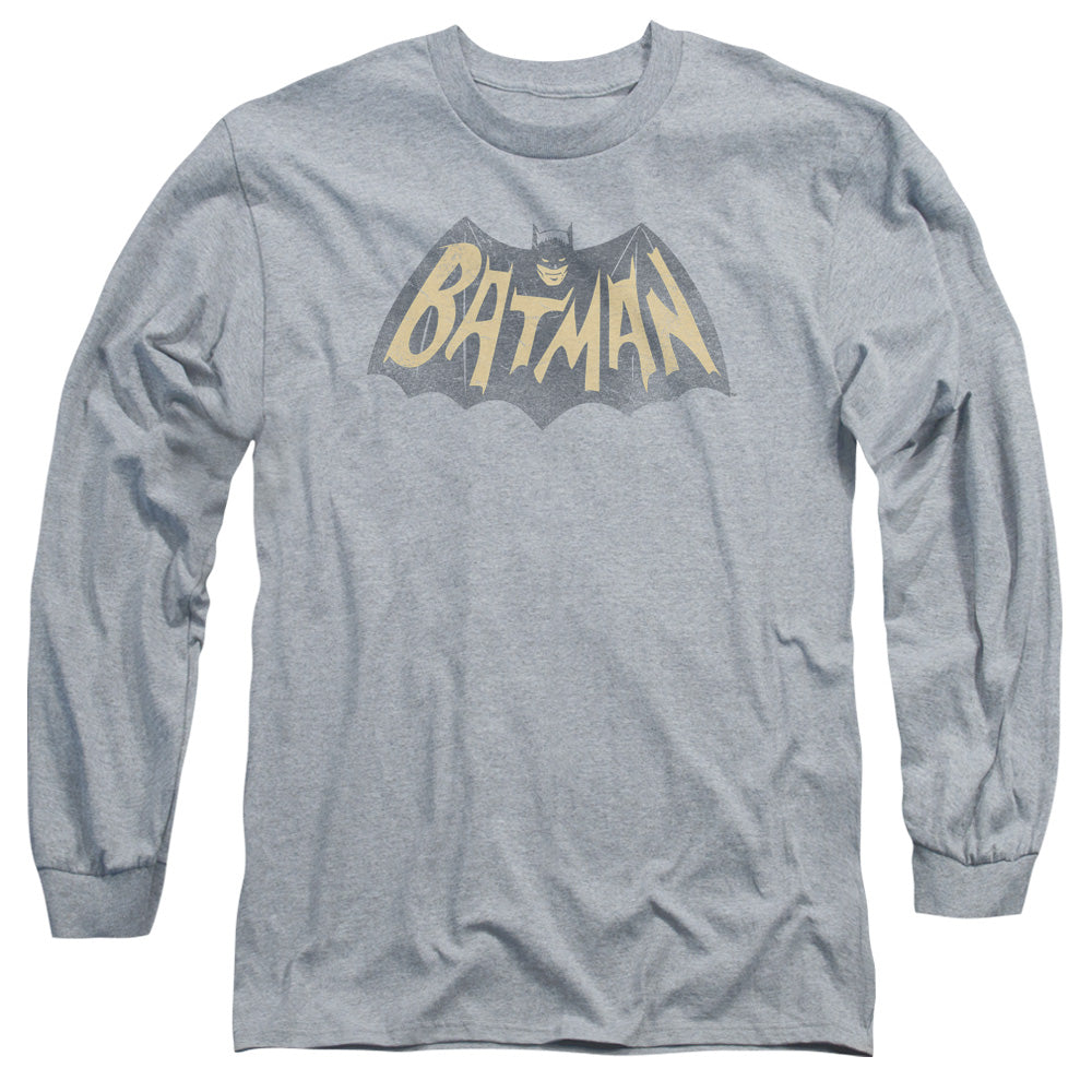 AN OFFCIALLY LICENSED BATMAN CLASSIC TV SHOW LOGO MEN'S LONG SLEEVE T-SHIRT ATHLETIC HEATHER