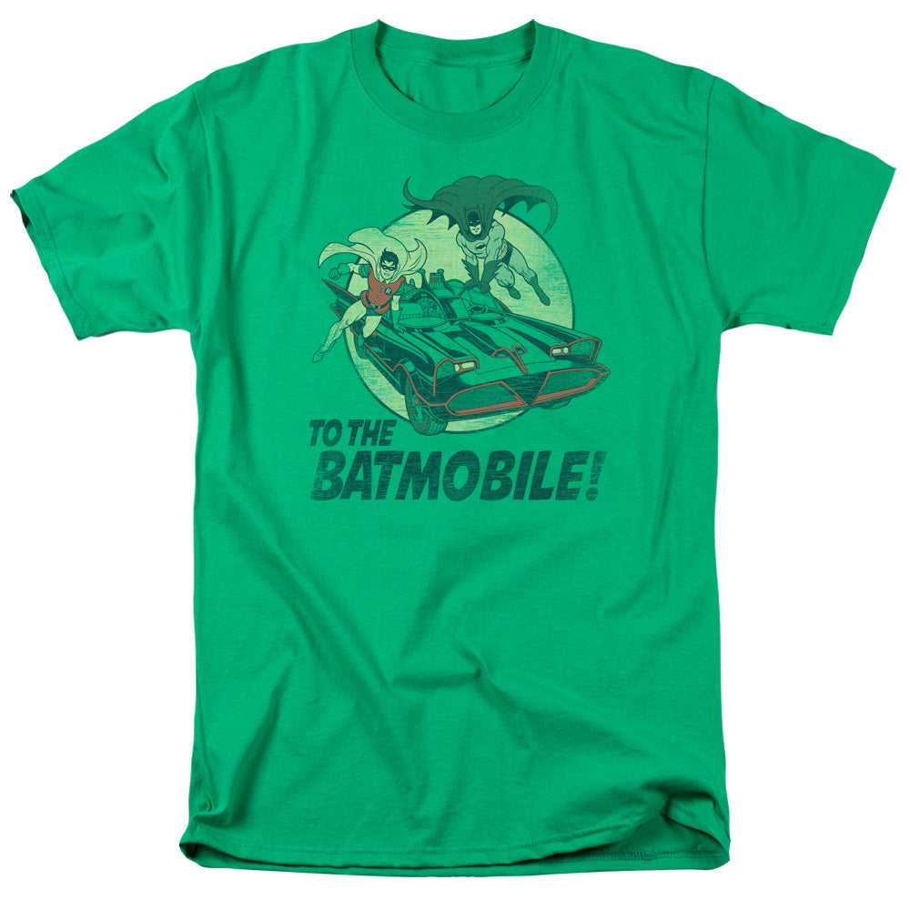 AN OFFCIALLY LICENSED BATMAN CLASSIC TV TO THE BATMOBILE MEN'S REGULAR FIT T-SHIRT KELLY GREEN