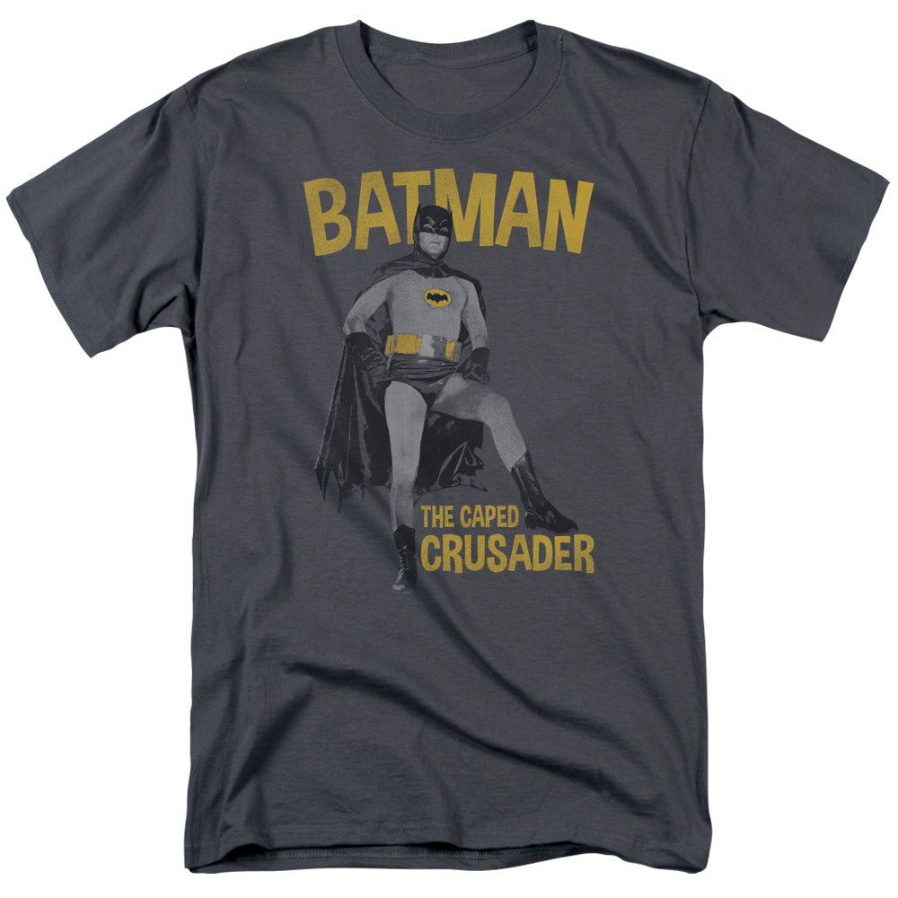 AN OFFCIALLY LICENSED BATMAN CLASSIC TV CAPED CRUSADER MEN'S REGULAR FIT T-SHIRT CHARCOAL