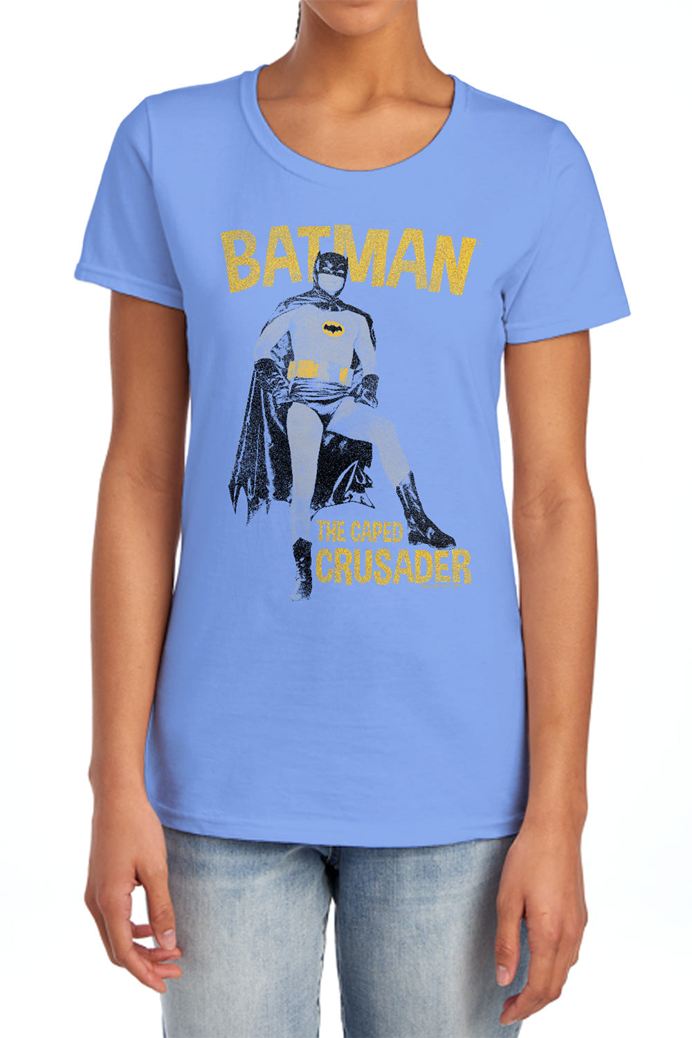 AN OFFCIALLY LICENSED BATMAN CLASSIC TV CAPED CRUSADER WOMEN'S REGULAR FIT T-SHIRT CHARCOAL