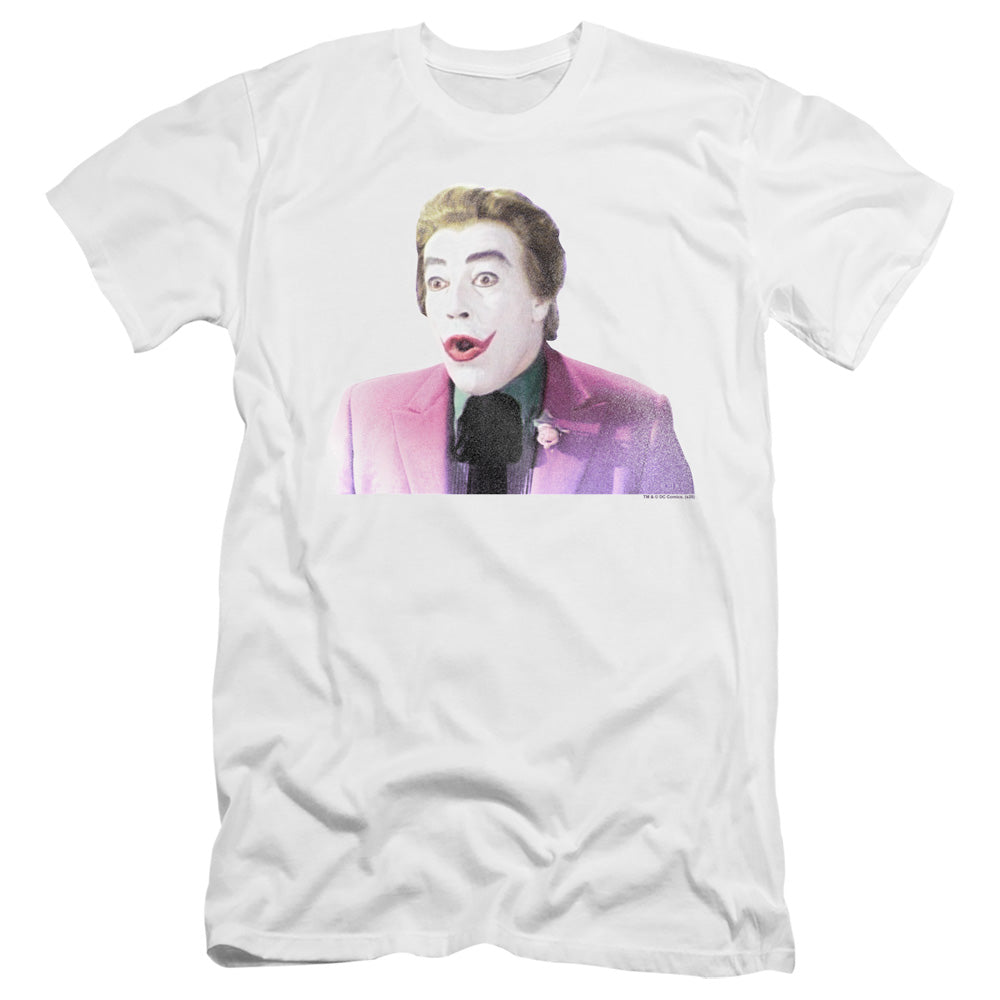 AN OFFCIALLY LICENSED BATMAN CLASSIC TV THRILLED MEN'S PREMIUM SLIM FIT T-SHIRT WHITE