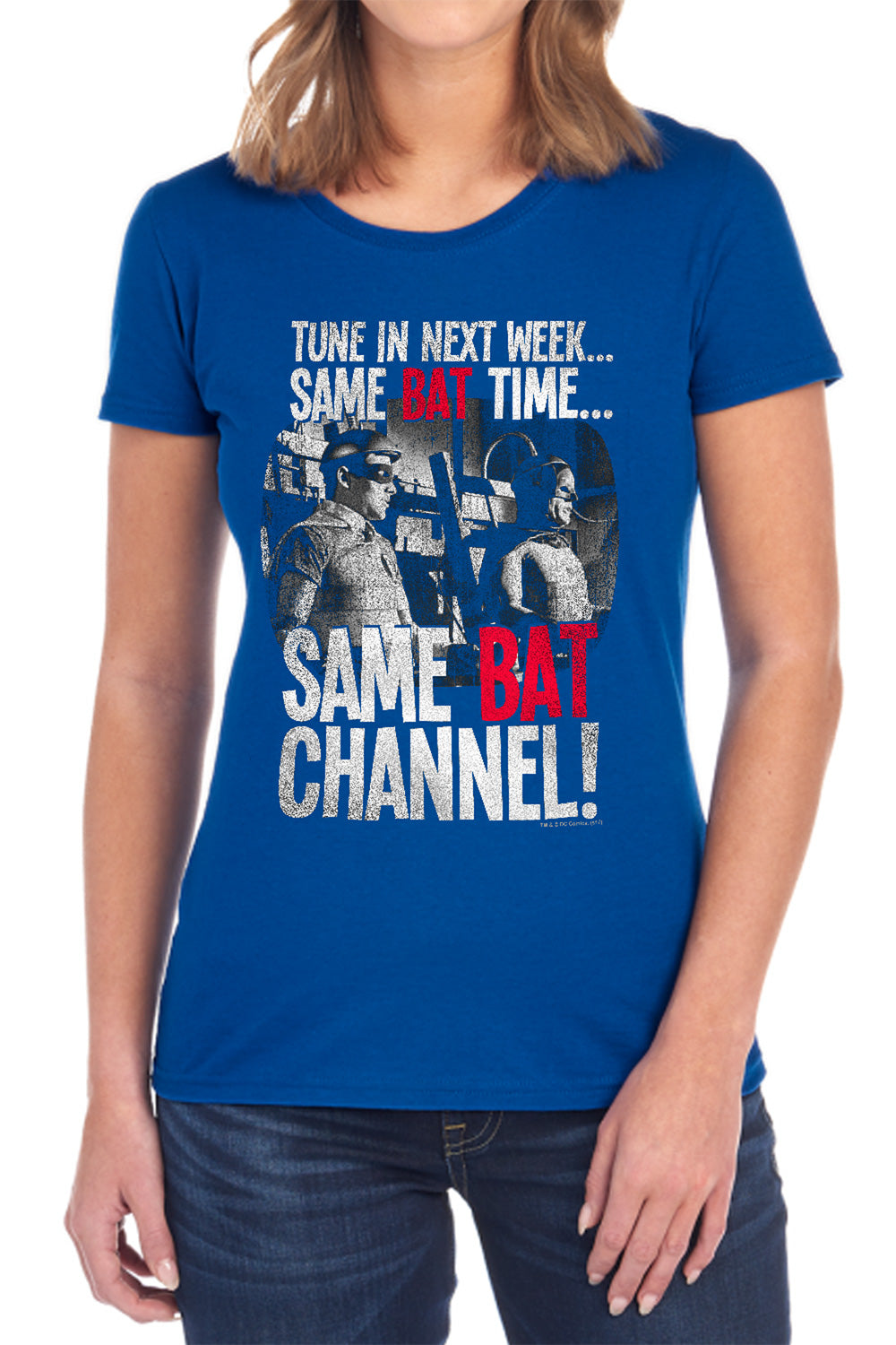 AN OFFCIALLY LICENSED BATMAN CLASSIC TV BAT CHANNEL WOMEN'S REGULAR FIT T-SHIRT BLACK