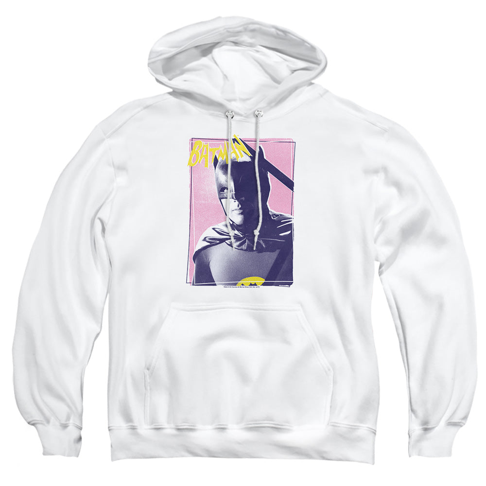 AN OFFCIALLY LICENSED BATMAN CLASSIC TV WAYNE 80S ADULT UNISEX PULLOVER HOODIE WHITE