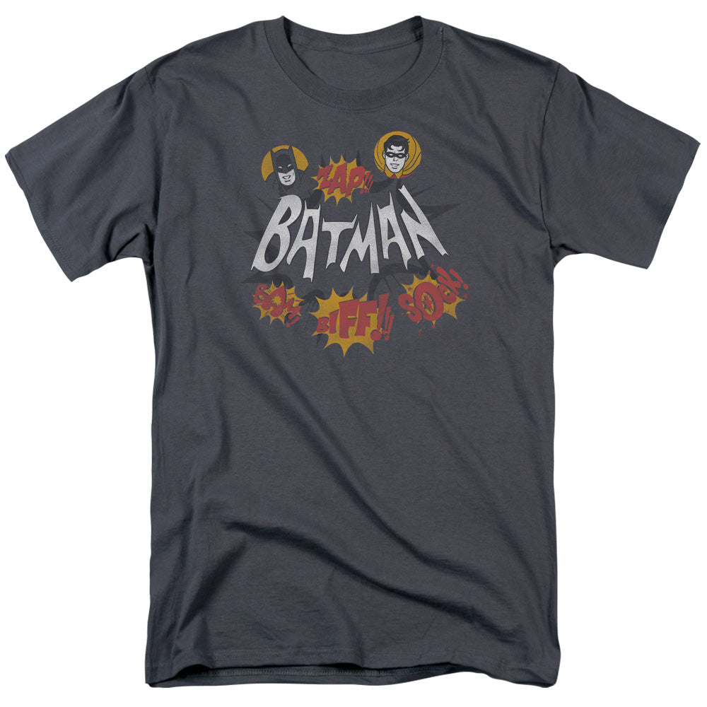 AN OFFCIALLY LICENSED BATMAN CLASSIC TV SOUND EFFECTS MEN'S REGULAR FIT T-SHIRT CHARCOAL