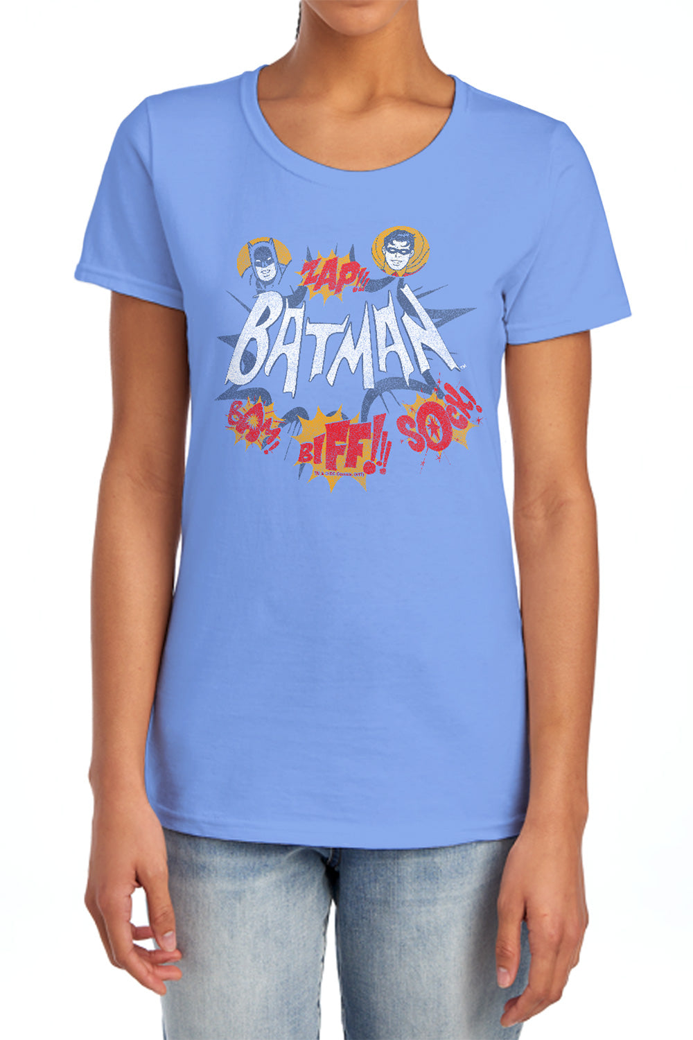 AN OFFCIALLY LICENSED BATMAN CLASSIC TV SOUND EFFECTS WOMEN'S REGULAR FIT T-SHIRT CHARCOAL