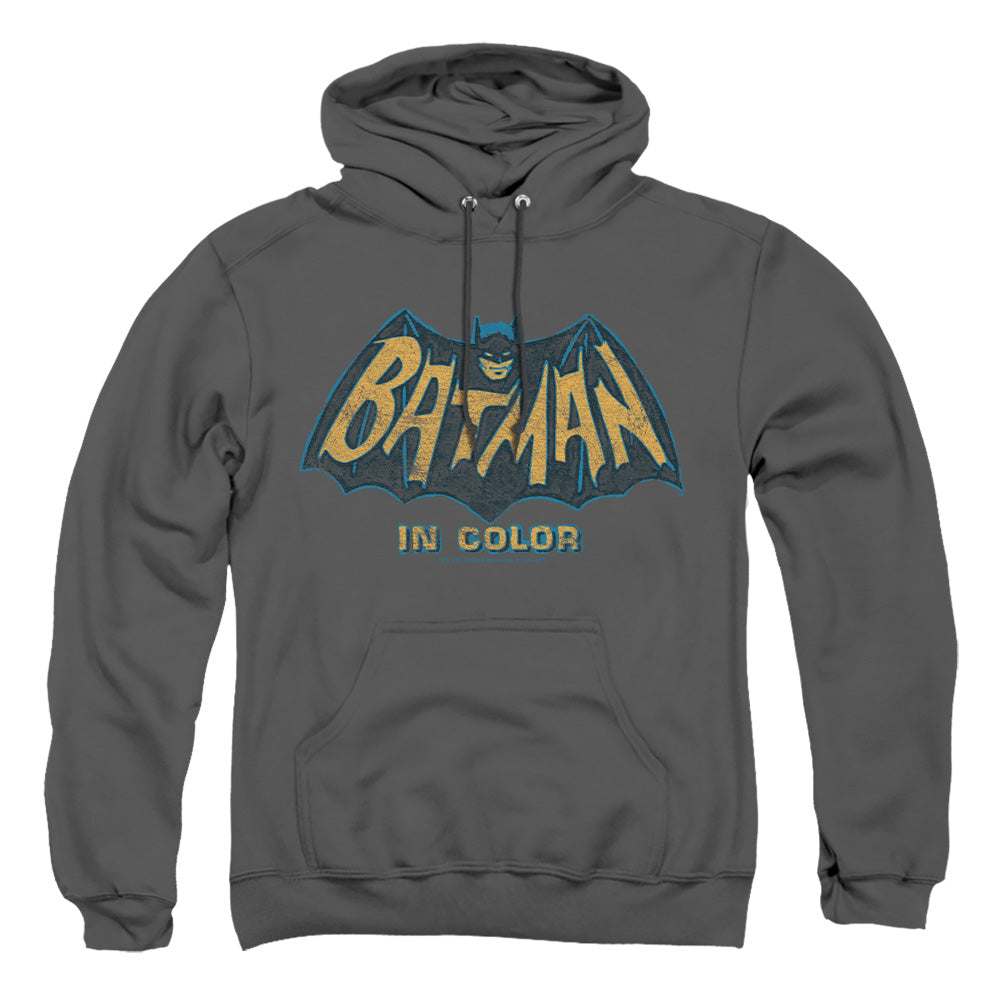 AN OFFCIALLY LICENSED BATMAN CLASSIC TV IN COLOR ADULT UNISEX PULLOVER HOODIE CHARCOAL