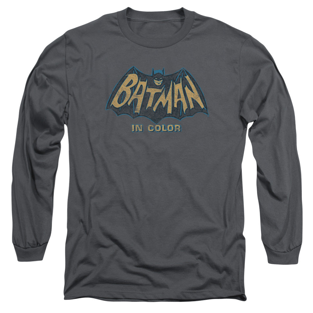 AN OFFCIALLY LICENSED BATMAN CLASSIC TV IN COLOR MEN'S LONG SLEEVE T-SHIRT CHARCOAL