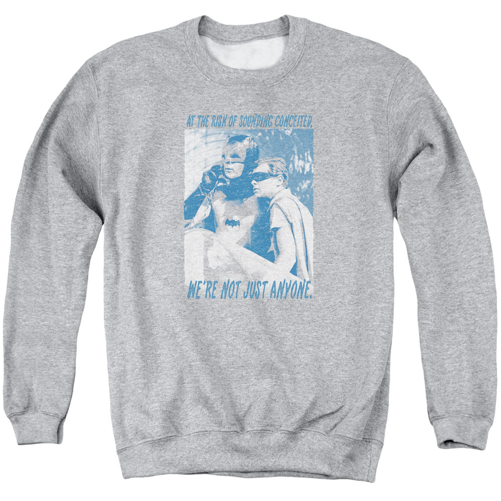 AN OFFCIALLY LICENSED BATMAN CLASSIC TV BOOGIE NIGHTS ADULT UNISEX CREWNECK SWEATSHIRT ATHLETIC HEATHER