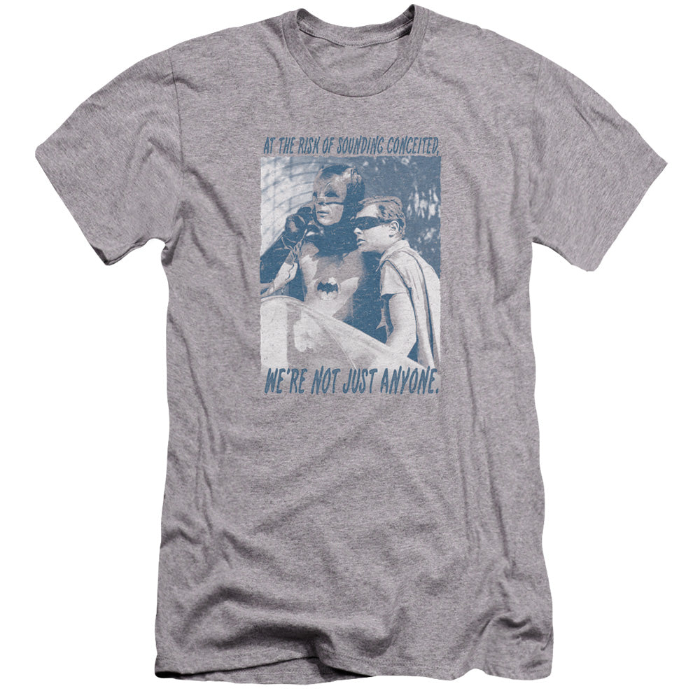 AN OFFCIALLY LICENSED BATMAN CLASSIC TV BOOGIE NIGHTS MEN'S PREMIUM SLIM FIT T-SHIRT ATHLETIC HEATHER